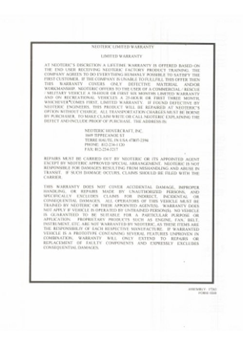 Neoteric Limited Warranty